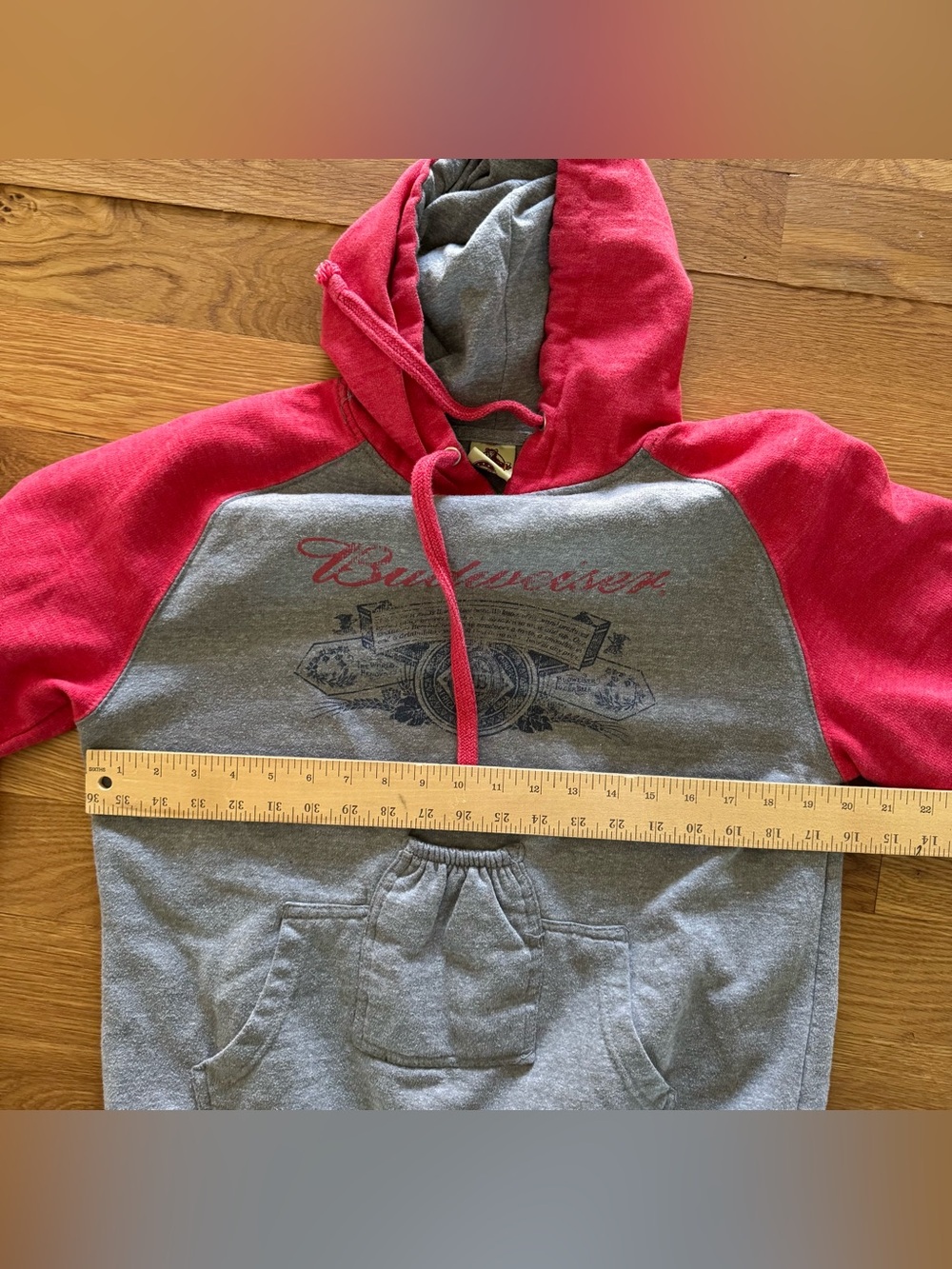 Vintage Budweiser Hoodie Brew City Beer Raglan Sweatshirt Beer Pocket (B1) Small - Picture 6 of 9